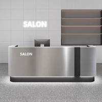 Comptoir de réception en acier inoxydable au design moderne, peinture brillante, pour salon de beauté, salon de coiffure, restaurant