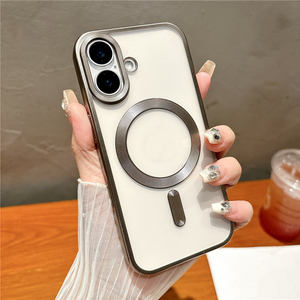 Funda de teléfono magnética transparente de titanio suave TPU mate esmerilado para <span class=keywords><strong>iPhone</strong></span> 16 Pro Max case Desert Titanium - Product Image 1