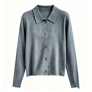 Polo de Manga Larga 100% Cachemira al por Mayor, Elegante Suéter de Cachemira con Bordado - Product Image 1