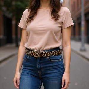 Ceinture en métal à imprimé léopard Nfolk, 4,5 cm, boucle à ardillon, ceinture de taille décontractée pour femmes, mode - Product Image 2