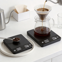 Balance à café rechargeable 0,1g, mini-balance numérique avec minuteur, 6 modes de préparation, pour le café filtre et l'espresso, tapis en silicone offert