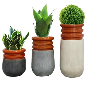 <span class=keywords><strong>Vasi</strong></span> da fiori rotondi alti in vetroresina FRP da giardino <span class=keywords><strong>con</strong></span> <span class=keywords><strong>legno</strong></span> e grigio - Product Image 2