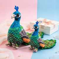 Peluche Paon Vert Simulé Personnalisée Mignonne, Poupée en Peluche Paon Bleu, Ornement Décoratif, Figurine en Peluche Oiseau Cadeau pour Enfants