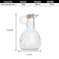 Bouteilles en verre transparentes en stock, design moderne et minimaliste, poignée sculptée en forme de fleur pour cuisine ; bidon à huile, bouteille de vin