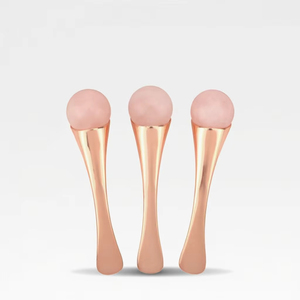Rose Quartz Ball Facial Massager Roller Stainless Steel Makeup Spatula Beauty Face Cream Scoop Cosmetology Facial Jade Roller