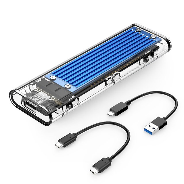 M2 SSD Case NVME SSD Enclosure M.2 to USB Type C Transparent Hard Drive Enclosure for NVME PCIE NGFF SATA M/B Key SSD Disk