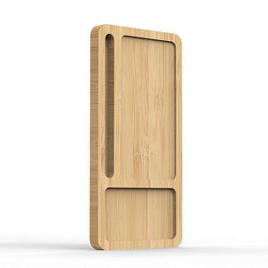 Cargador Inalámbrico 2 en 1 de Bambú, Bandeja de Carga Multifuncional de Madera de 10W para Escritorio, Organizador con Bancos de Energía Promocionales - Product Image 4