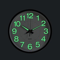Jam Dinding Bercahaya 12 Inci, Jam Analog Kuarsa Senyap, Bulat, Bertenaga Baterai, Menyala dalam Gelap untuk Ruang Tamu dan Kamar Tidur.