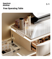Nouvelle coiffeuse en bois massif 2026 pour petits appartements, style crème moderne, miroir éclairé pour chambre à coucher, hôtel, application maquillage