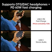 Adaptateur Chargeur USB-C Double Type-C Biaze pour Ordinateur Portable et Téléphone Portable, 1 Entrée 2 Sorties, Charge Rapide 60W, en Alliage d'Aluminium