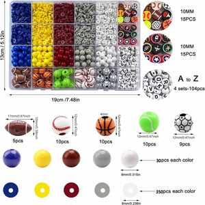 Kit de Arcilla Polimérica con Temática Deportiva, Fútbol, Baloncesto, Tenis, Cuentas con Letras del Alfabeto, Juego de Cuentas Heishi para Hacer Pulseras - Product Image 3