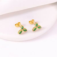 Boucles d'oreilles tendance Huibao en acier inoxydable avec pierres CZ colorées, motifs nœud, feuille, fleur et patte, bijoux pour femmes, vente en gros