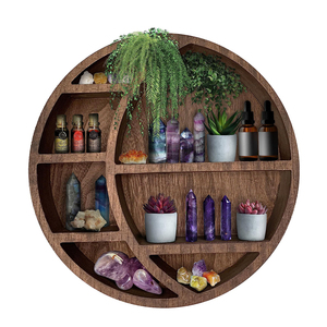 Decorative Home Hanging Display <strong>Shelf</strong> For Bedroom,Dorm,Nursery Easy Mount Storage Crystals Wooden Crescent <strong>Moon</strong> <strong>Shelf</strong> Wall Decor - Product Image 1