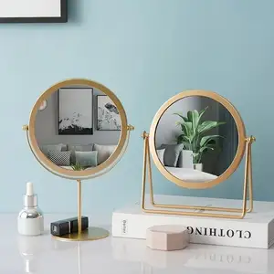 Luxury Gold Metal Desktop Stand Princess Vanity Dressing Furniture Table Make Up specchi