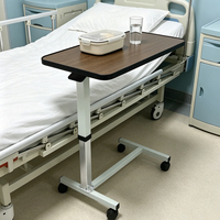 Table de lit réglable pour soins à domicile, plateau mobile pour ordinateur portable sur roulettes, plateau en bois, table de lit pour patient à domicile ou à l'hôpital