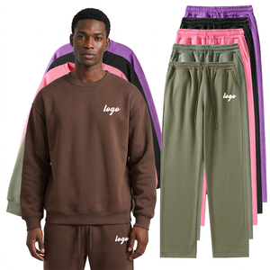 Conjunto Deportivo Casual de Forro Polar Estampado para Otoño/Invierno, para Hombre y Mujer, Pantalones Anchos Rectos, Venta al Por Mayor, Logotipo Frontal Personalizado, Elástico - Product Image 3