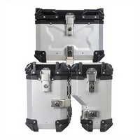 Valises latérales de moto 38L, ensemble de trois valises de voyage, coffre arrière en alliage d'aluminium gaufré style X, coffre électrique à dégagement rapide pour rangement