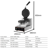 Nouvelle machine à gaufres rotative en acier inoxydable avec contrôle de température par bouton 50-300°C, pour usage commercial