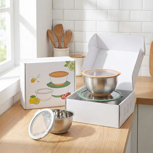 Juego de Tazones para Mezclar de Acero Inoxidable con Tapas Transparentes, Tazón para Servir Ensaladas Frías y Calientes, para Mezclar Crema, Uso en Restaurantes, Juegos a Bajo Precio - Product Image 6