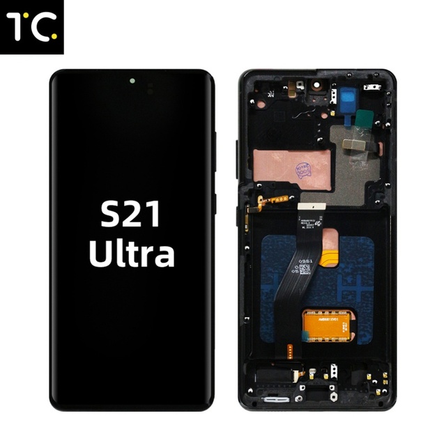 TC Hot Sale Display Touch Screen Digitizer Assembly High Quality 1 Year OEM for for S21 Ultra LCD Frame Black 100% Tested