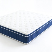 Matelas blanc à carreaux bleu foncé, version confort épaissie