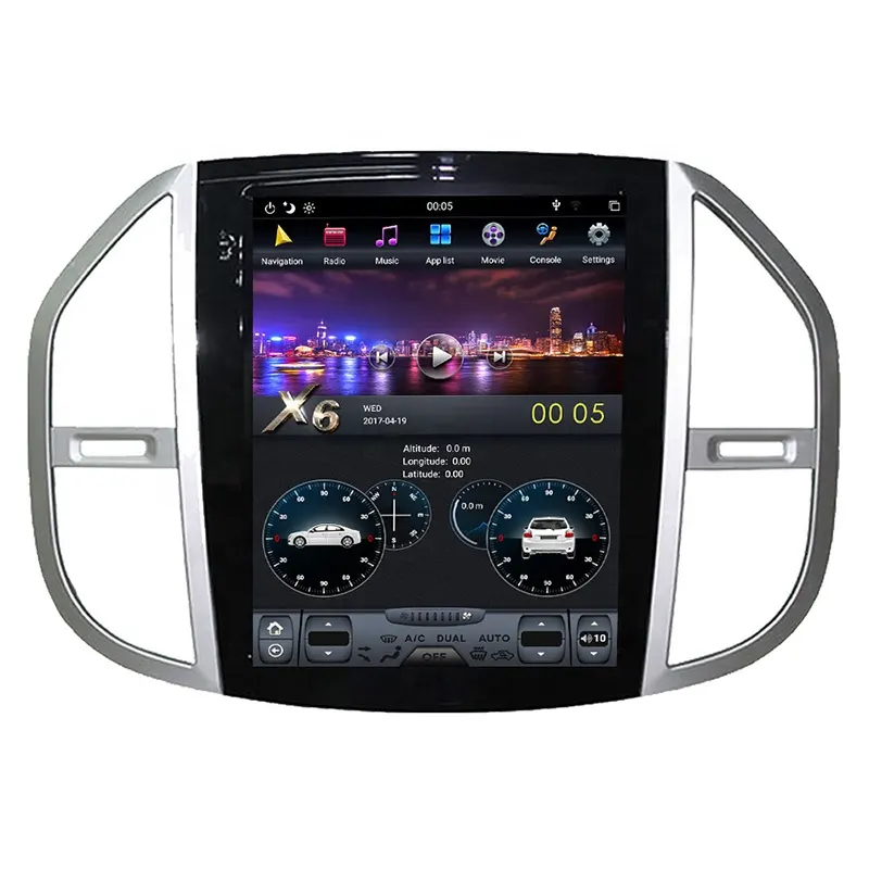 Pemutar Multimedia Mobil 12.1 Inci, Layar Vertikal 4 + 64GB Android Pemutar Multimedia Navigasi GPS Radio untuk Mercedes Vito 2016 dengan CarPlay DSP