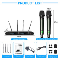 Harga Terjangkau Sistem Mikrofon Nirkabel 2 Kanal DR80 Vhf Mikrofon Nirkabel Profesional untuk Pidato Gereja Karaoke