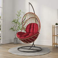 Fauteuil suspendu autoportant en forme d'œuf avec support, chaise balançoire tressée en forme de goutte d'eau avec coussin pour salon, balcon, chaise suspendue bohème