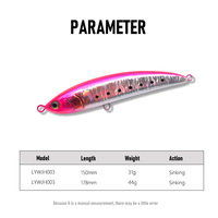 Leurre de pêche en eau salée artificiel Raylor 31g 44g, nouveau design, échantillon gratuit, haute qualité, holographique, pour pêche profonde, type crayon rapide