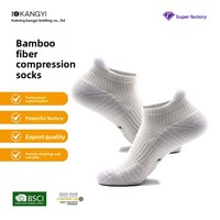 Chaussettes de compression respirantes en fibre de bambou, absorbant la transpiration, antibactériennes et désodorisantes, épaisses à la cheville, pour sports d'été, personnalisables et transfrontalières