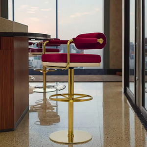 <span class=keywords><strong>Tabouret</strong></span> de <span class=keywords><strong>bar</strong></span> moderne réglable en velours bordeaux et métal doré de luxe, rembourré, pour comptoir de <span class=keywords><strong>bar</strong></span>, cuisine, café, salon - Product Image 3