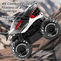 Jouets de piscine d'extérieur, voiture télécommandée RC en forme de requin, 2,4 G, 1:18, 4 roues motrices, étanche, amphibie, RTR, portée de 10 m, tir à l'eau