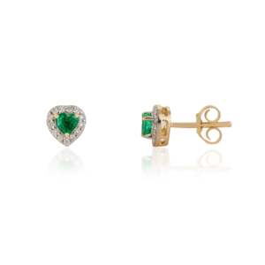 Boucles d'oreilles en or 14 carats avec émeraude taille émeraude et cœur pour femme - Bijoux tendance pour fiançailles et mariage - Product Image 6