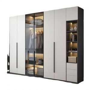 ตู้ทาวเวอร์ตู้เสื้อผ้าไม้เฟอร์นิเจอร์สำนักงานทันสมัยพร้อมประตูบานเลื่อนและที่จับสำหรับบ้านและโรงเรียนหรือห้องออกกำลังกาย - Product Image 3