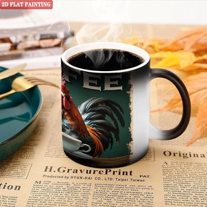 Mug magique en céramique noir givré de 11 oz sensible à la chaleur pour le camping en plein air - Product Image 4