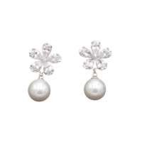 Anting-anting Drop bunga mutiara Aloi serbaguna sederhana untuk wanita cahaya mewah ceruk peri modis segar elegan