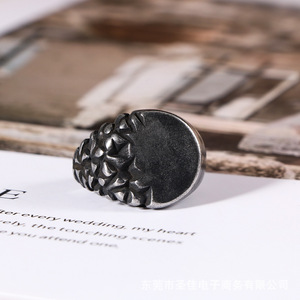 European Style Men's <b>Titanium</b> Steel <b>Ring</b> Flower Pattern Vintage Matte Finish U-Shaped Geometric Design Gift Jewelry SA1157 - Product Image 2