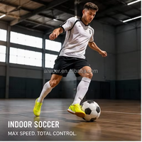 Chaussures de football légères à lacets pour entraînement en salle à cinq, semelle plate