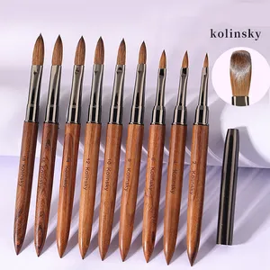 New Product Sandalwood Handle Nail Art Sable Brushes 100% Kolinsky Nail Art Brushes