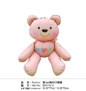 Baby Shower decoración de fiesta de San Valentín 3D cromo mate oso amor globo Pastel Retro oso amor globo de aluminio - Product Image 5