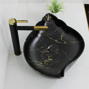 suppliers custom decorative ceramic sink bathroom hand wash basin leaf table top fancy bathroom sink art basin