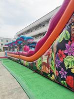 Toboggan aquatique gonflable commercial avec piscine, toboggan gonflable en PVC pour parc d'attractions