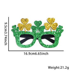 Lunettes de trèfle pour enfants pour la Saint-Patrick, vente chaude, tissu pailleté or et vert, décorations de fête irlandaise - Product Image 5