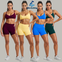 Ensemble de yoga QIFA 0322+0301 pour femmes : soutien-gorge de sport + short push-up, vêtements de fitness, vêtements de sport, vêtements de course à pied, Conjunto De Yoga
