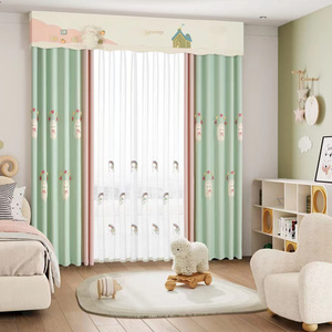 <span class=keywords><strong>Tende</strong></span> per Cameretta Bambini 2025 con Ricamo di Pecorelle Verdi, Carine e Cartoonesque, in Poliestere Oscurante Moderno per Camere da Letto Femminili - Product Image 2