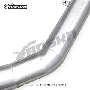 Tubo intermedio de escape doble personalizado para BMW M3/M4 G80/G82/G83 3.0T 2021-2023 Boska Racing de acero inoxidable con tubos individuales de 101 mm - Product Image 3