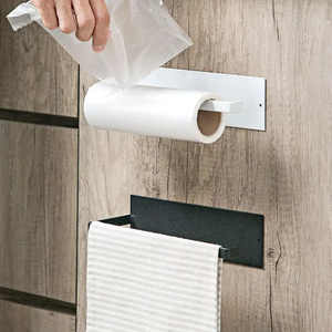 <span class=keywords><strong>Porta</strong></span> carta igienica adesiva 304 acciaio inossidabile spazzolato oro portasciugamani di carta appendiabiti nero da bagno lungo fazzoletto da cucina - Product Image 4