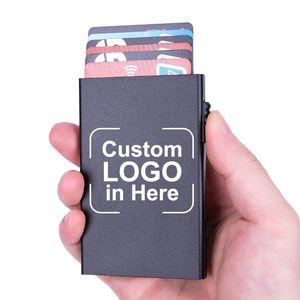 YS964 Aluminum Alloy Rfid Blocking Pop Cards up <b>Metal</b> <b>Wallet</b> Slim Unisex Business Card Credit Card Holder for Men Women - Product Image 1