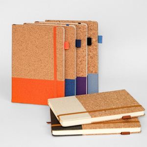 Customizable logo <b>A5</b> Cork PU Wheat Straw Spliced <b>Notebook</b> Elastic Band Horizontal Line Journal Enterprise Custom <b>A5</b> <b>Notebook</b> - Product Image 1