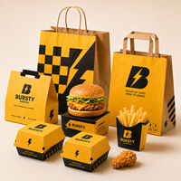 Boîte en papier jetable personnalisable avec logo pour emballage alimentaire de burgers, poulet frit et frites, à emporter, pour restaurant, marque privée, recyclable
